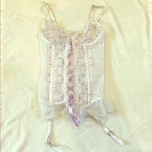 Elegant Moments White Lace Rib Corset OS 32 Bust